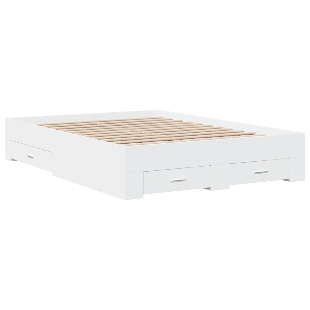 Sengeramme med skuffer hvit 120x190 cm konstruert tre vidaXL