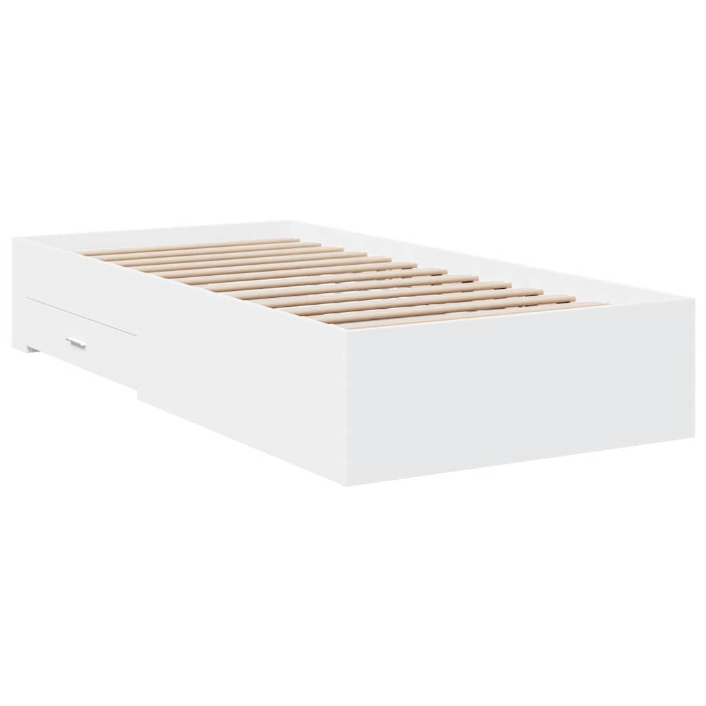 Sengeramme med skuffer hvit 100x200 cm konstruert tre vidaXL