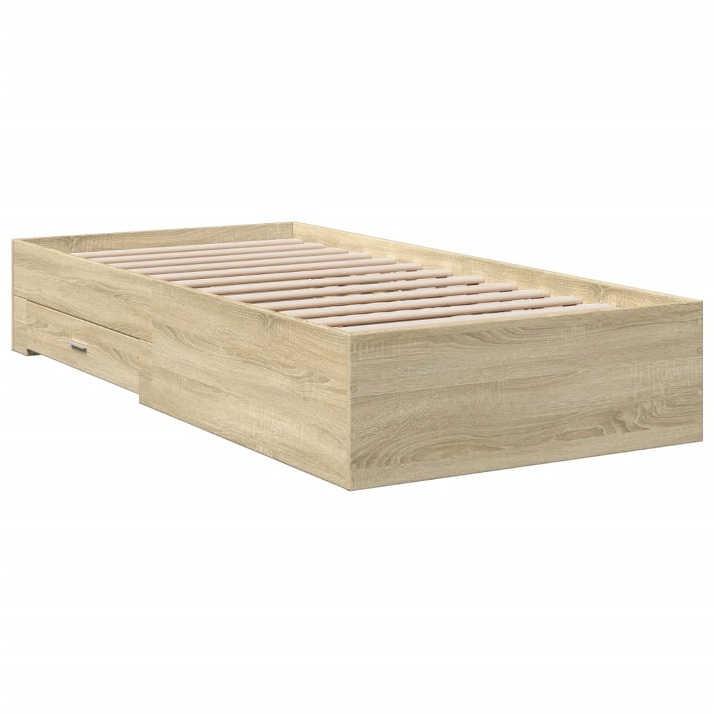 Sengeramme med skuffer sonoma eik 90x200 cm konstruert tre