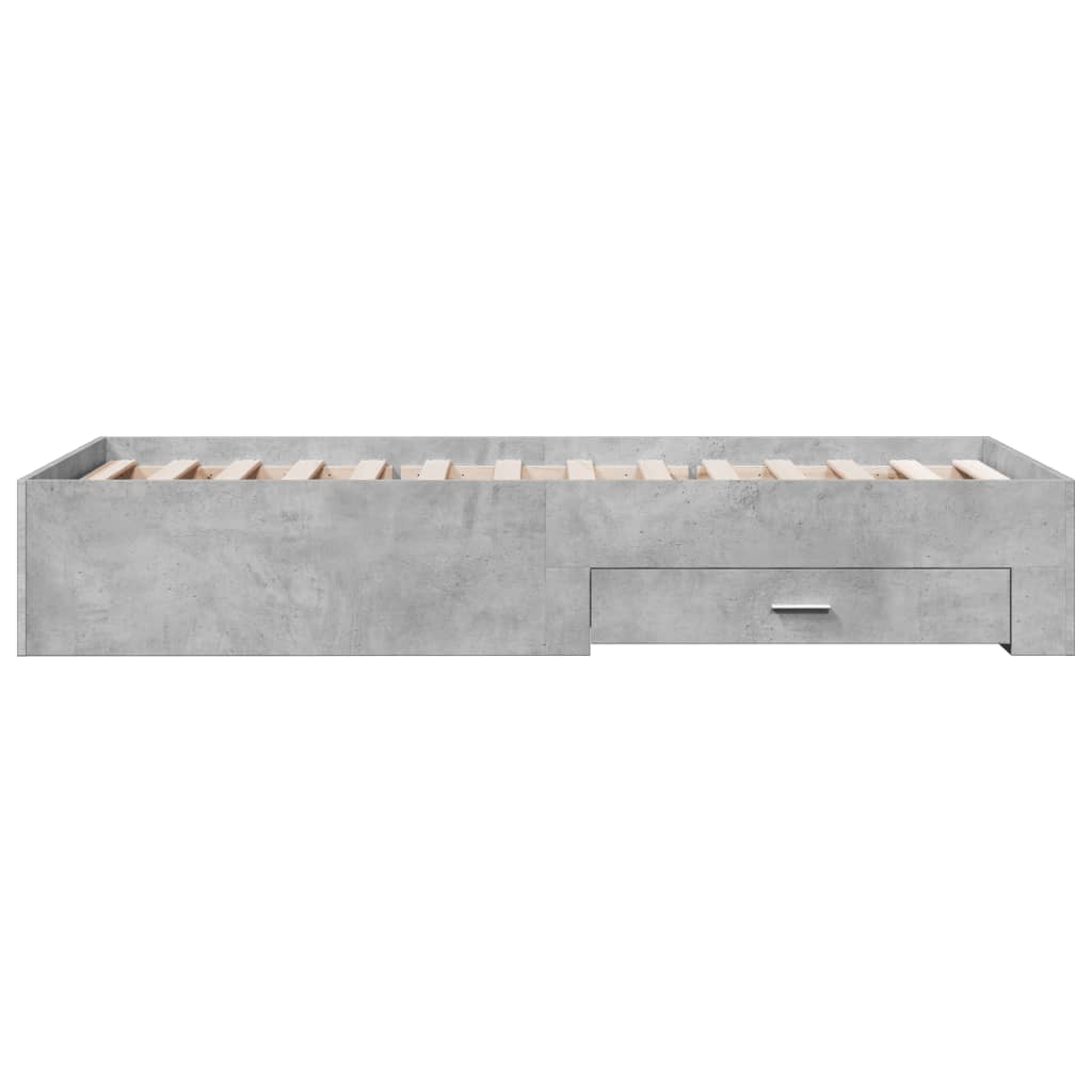 Sengeramme med skuffer betonggrå 90x200 cm konstruert tre