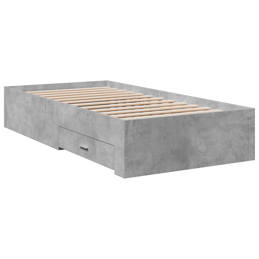 Sengeramme med skuffer betonggrå 90x200 cm konstruert tre
