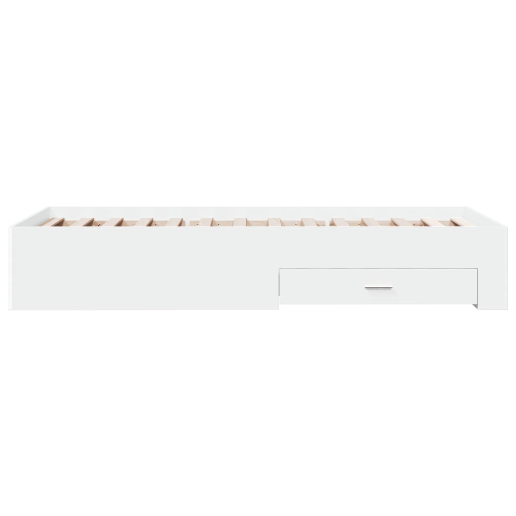 Sengeramme med skuffer hvit 90x190 cm konstruert tre