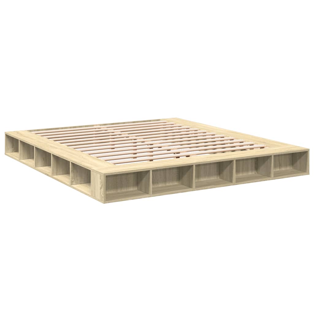 Sengeramme sonoma eik 200x200 cm konstruert tre