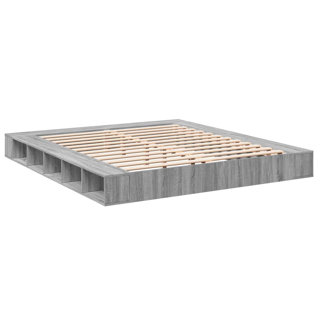 Sengeramme grå sonoma 200x200 cm konstruert tre