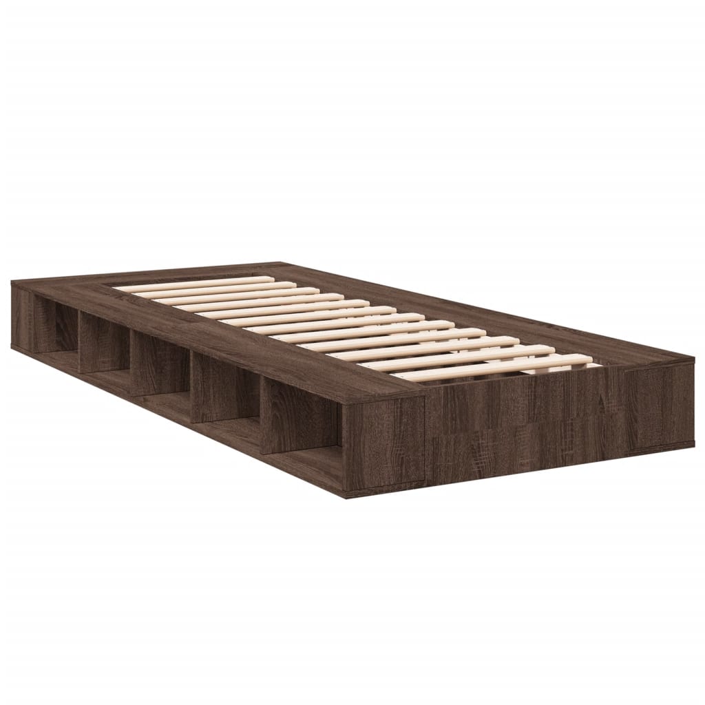 Sengeramme brun eik 90x200 cm konstruert tre