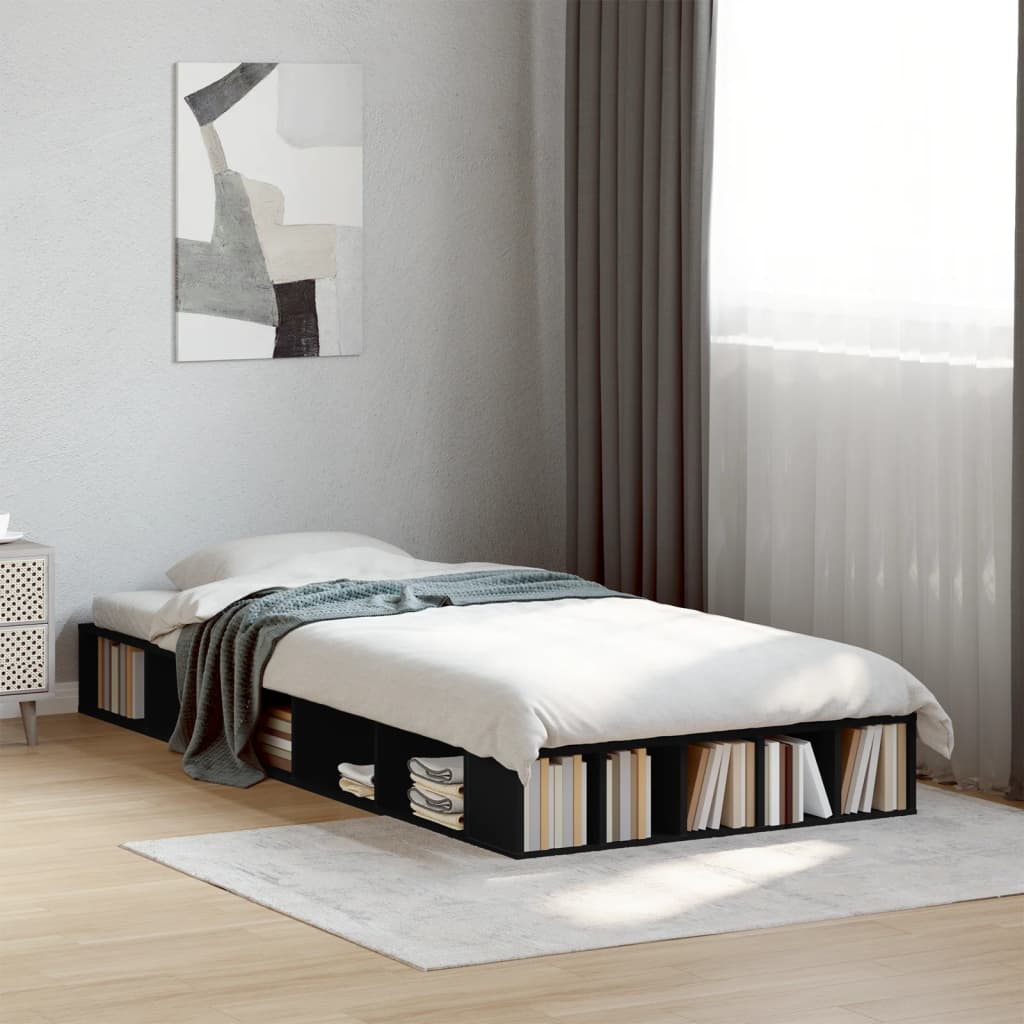 Sengeramme svart 90x190 cm konstruert tre