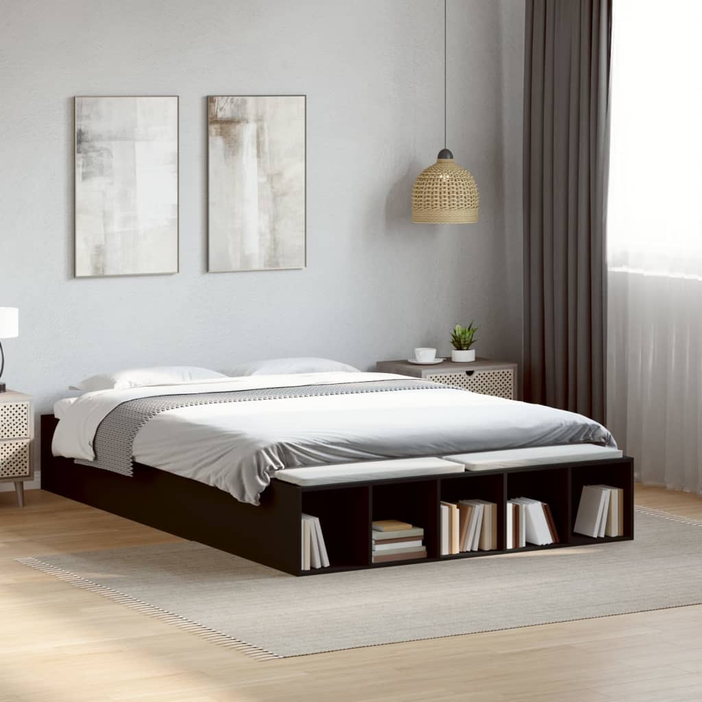 Sengeramme svart 135x190 cm konstruert tre