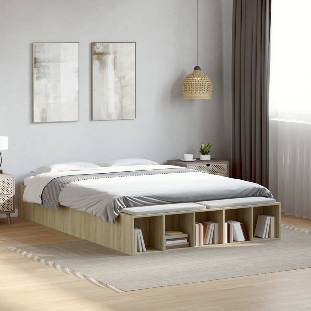 Sengeramme sonoma eik 120x190 cm konstruert tre