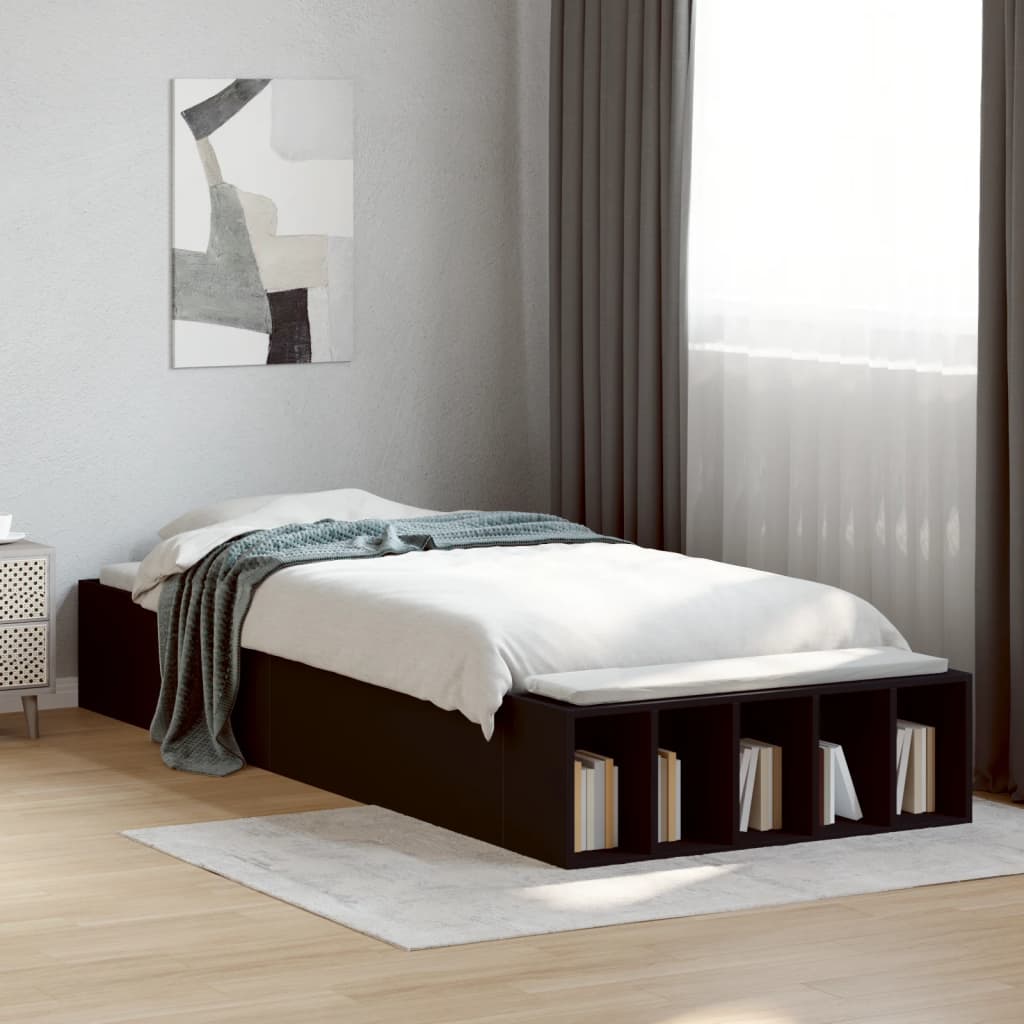 Sengeramme svart 100x200 cm konstruert tre