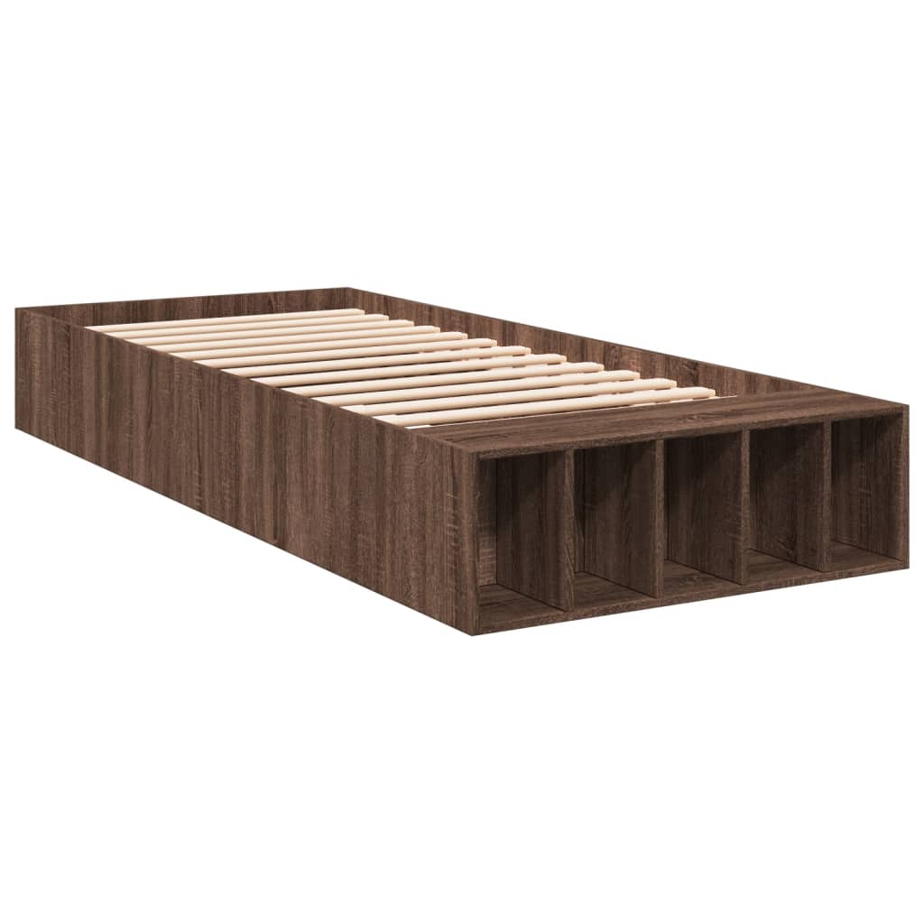 Sengeramme brun eik 90x200 cm konstruert tre