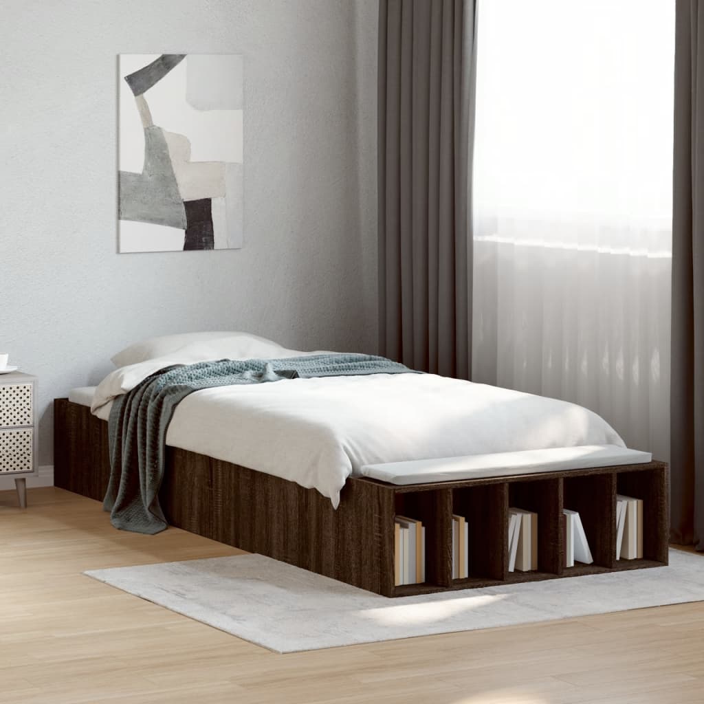 Sengeramme brun eik 75x190 cm konstruert tre