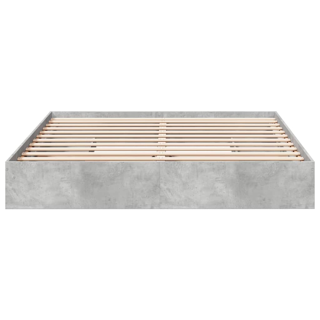 Sengeramme med skuffer betonggrå 200x200 cm konstruert tre