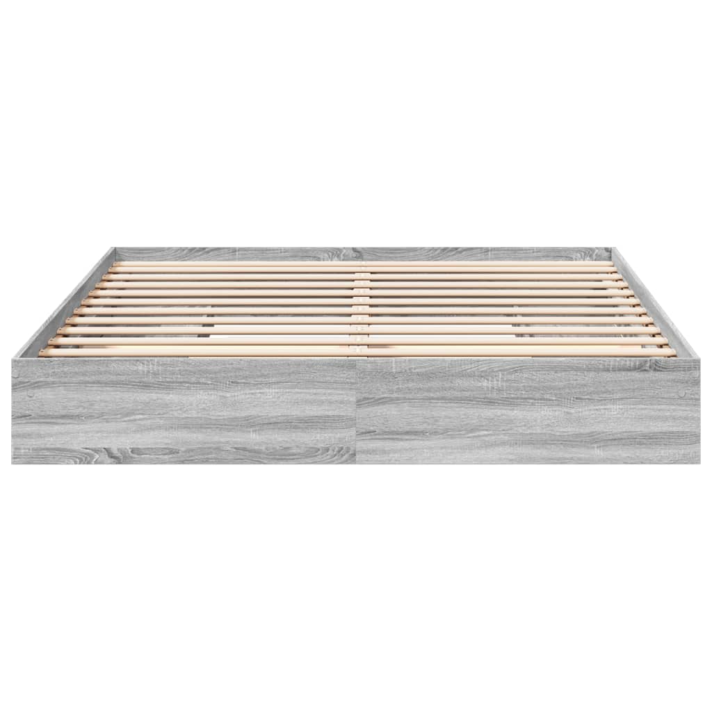 Sengeramme med skuffer grå sonoma 200x200 cm konstruert tre