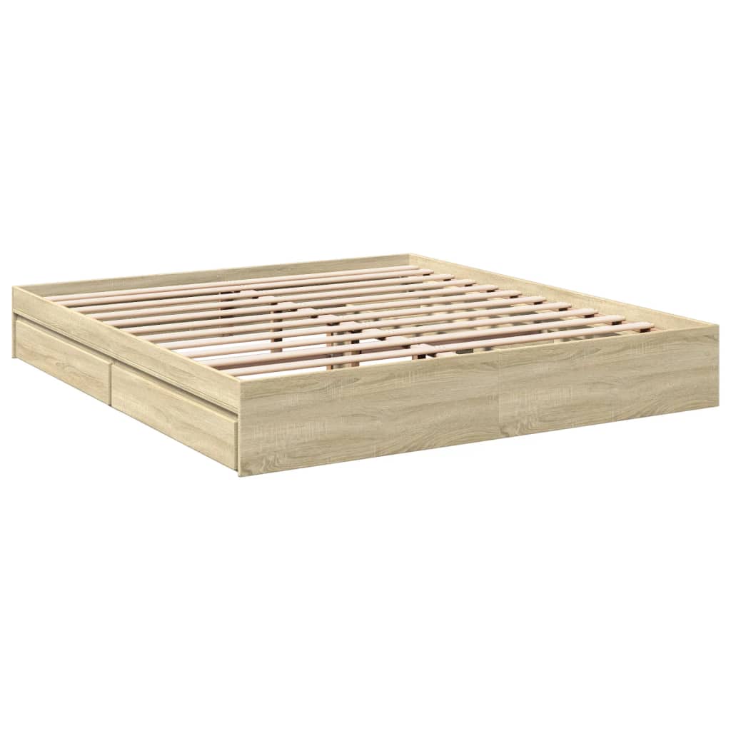 Sengeramme med skuffer sonoma eik 180x200 cm konstruert tre