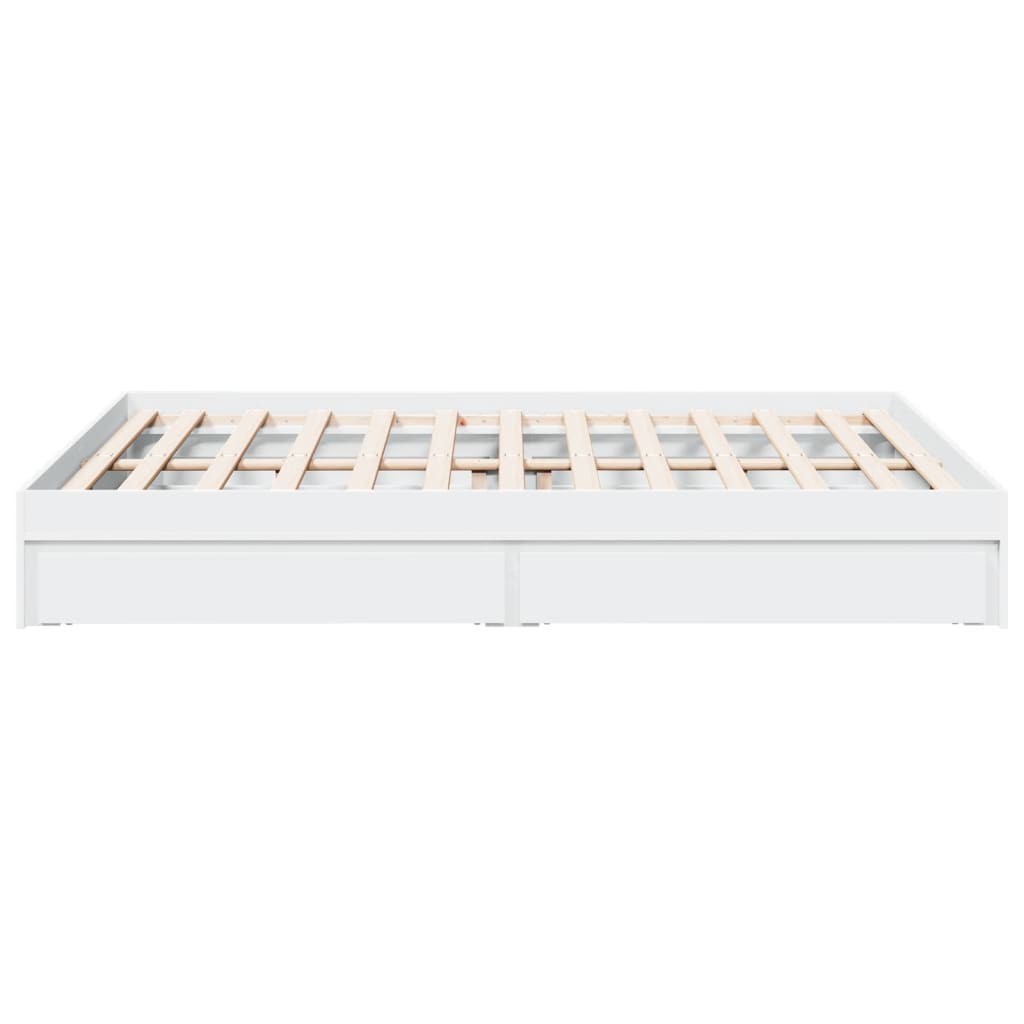 Sengeramme med skuffer hvit 160x200 cm konstruert tre