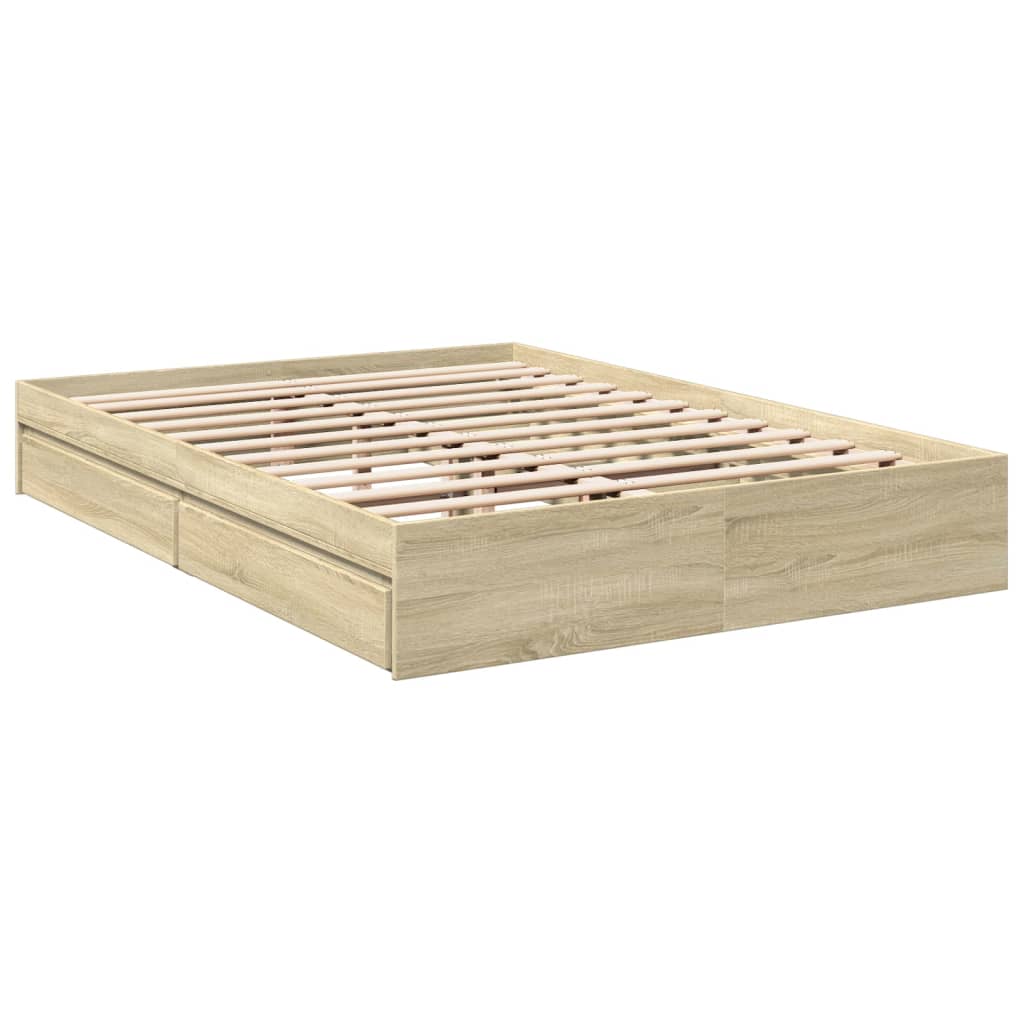 Sengeramme med skuffer sonoma eik 160x200 cm konstruert tre