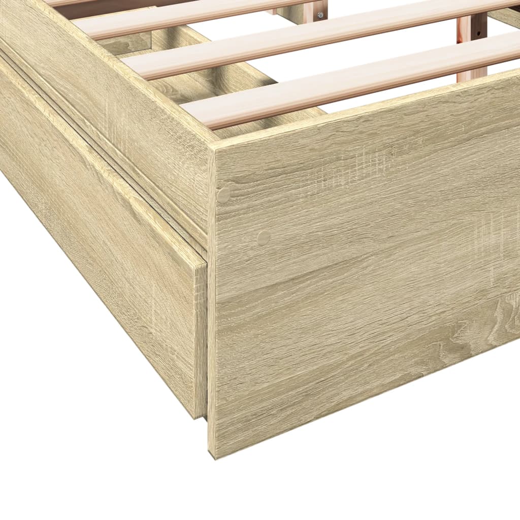 Sengeramme med skuffer sonoma eik 160x200 cm konstruert tre