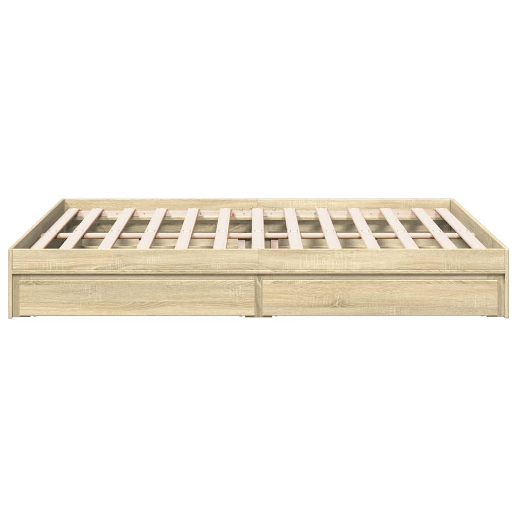 Sengeramme med skuffer sonoma eik 150x200 cm konstruert tre