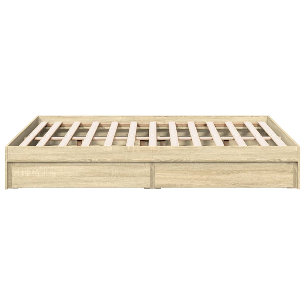 Sengeramme med skuffer sonoma eik 140x200 cm konstruert tre