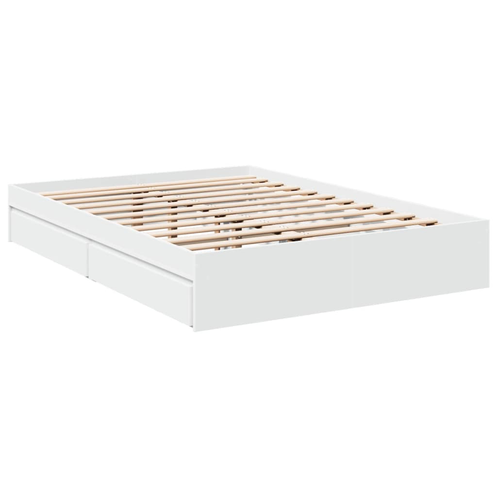 Sengeramme med skuffer hvit 120x200 cm konstruert tre