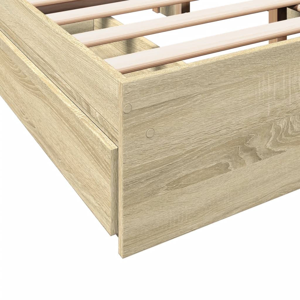 Sengeramme med skuffer sonoma eik 120x200 cm konstruert tre