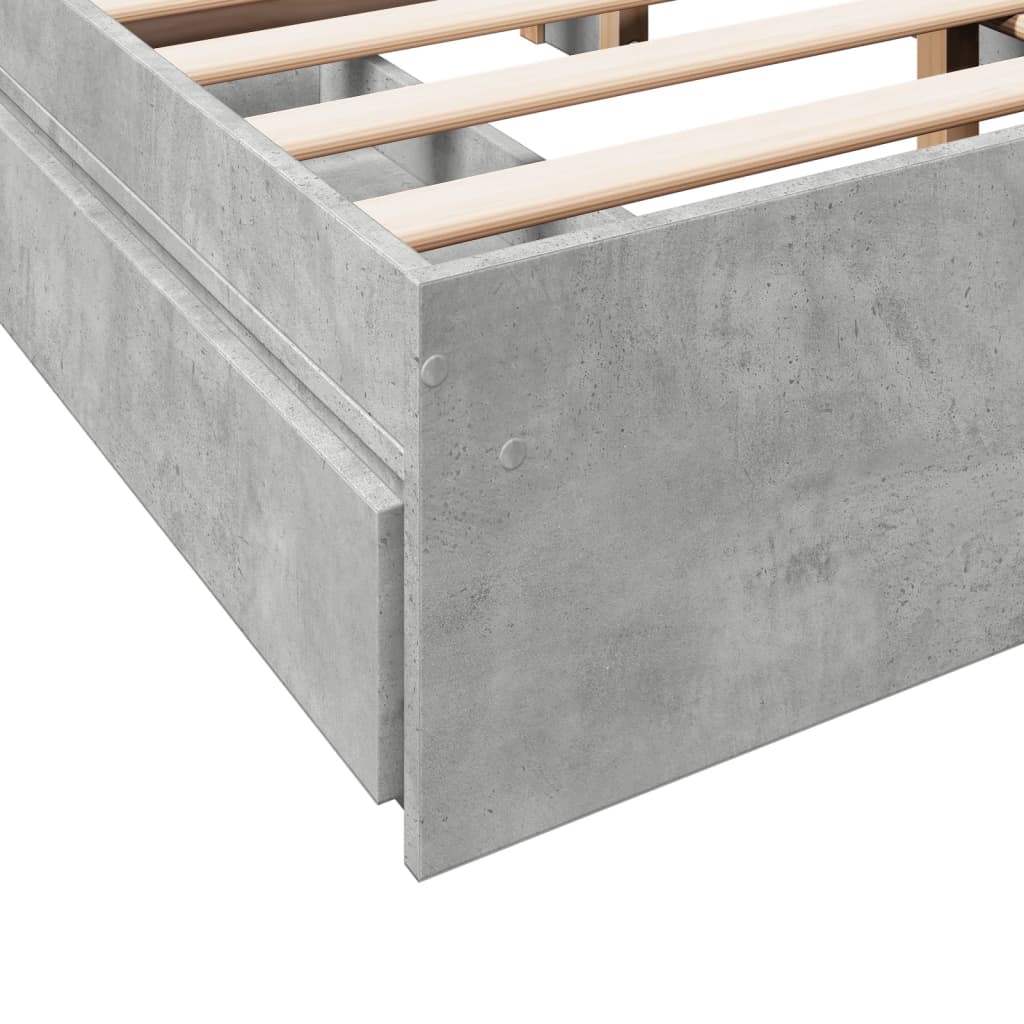 Sengeramme med skuffer betonggrå 120x200 cm konstruert tre