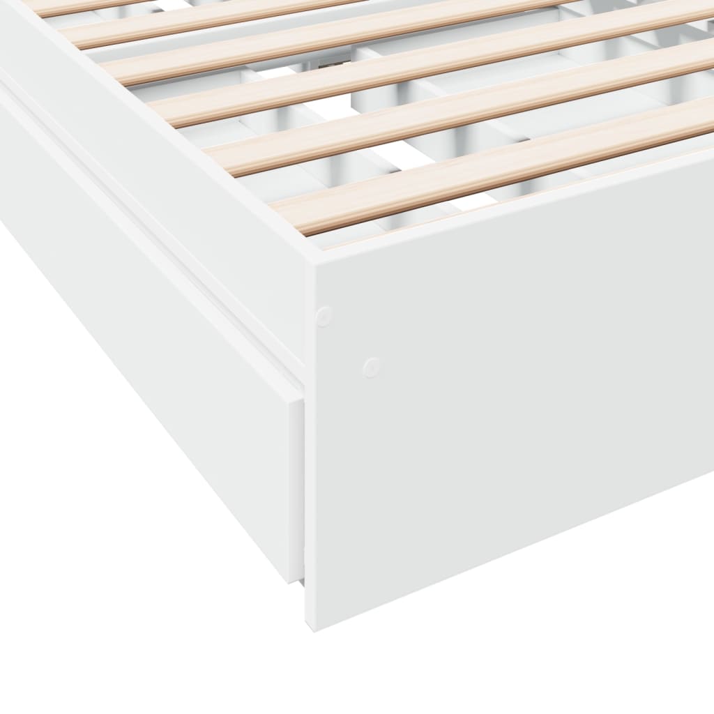 Sengeramme med skuffer hvit 100x200 cm konstruert tre