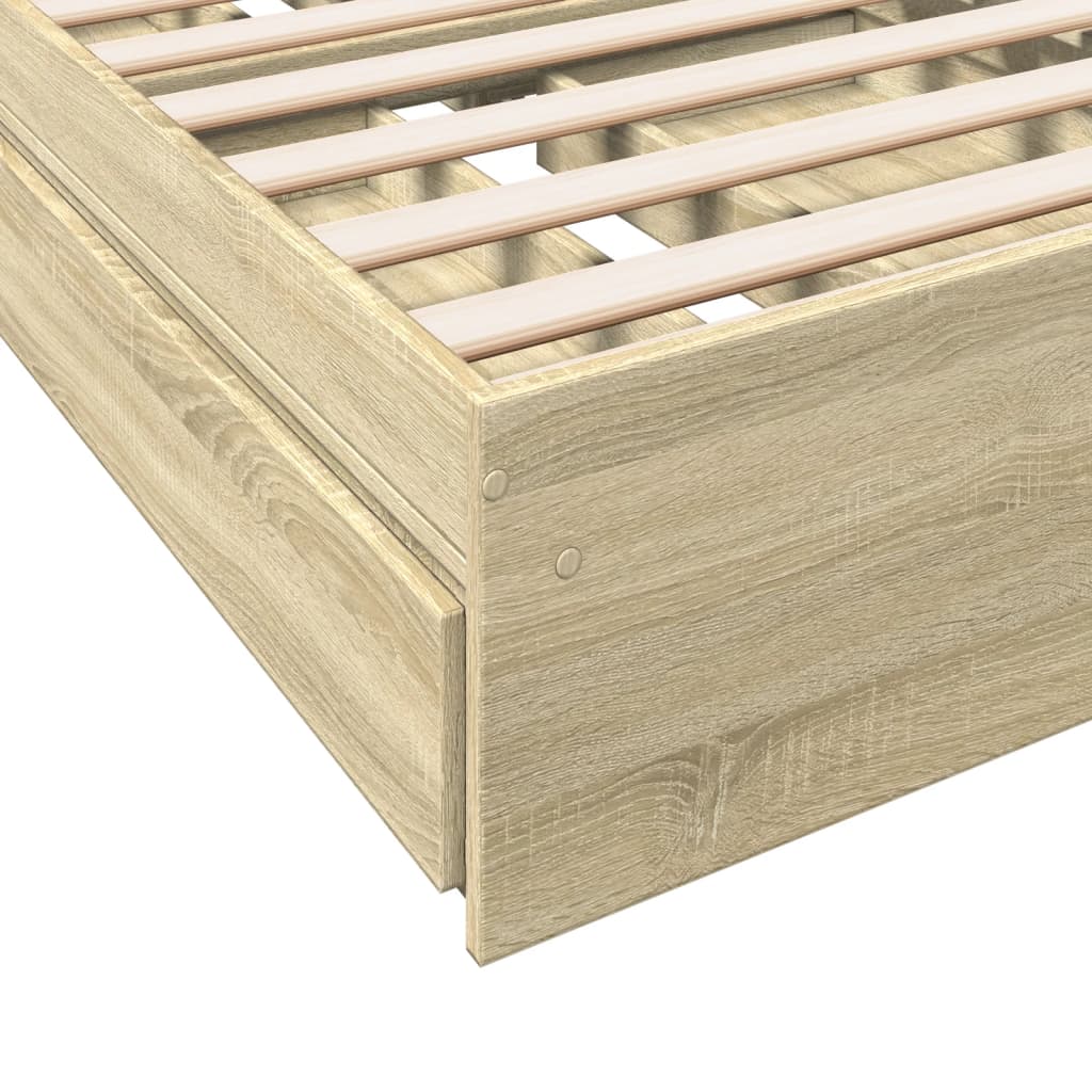Sengeramme med skuffer sonoma eik 100x200 cm konstruert tre