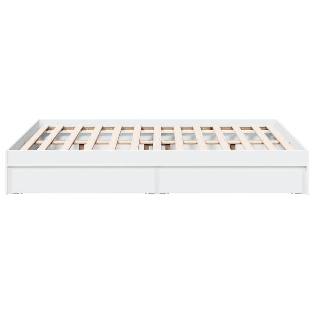 Sengeramme med skuffer hvit 140x190 cm konstruert tre