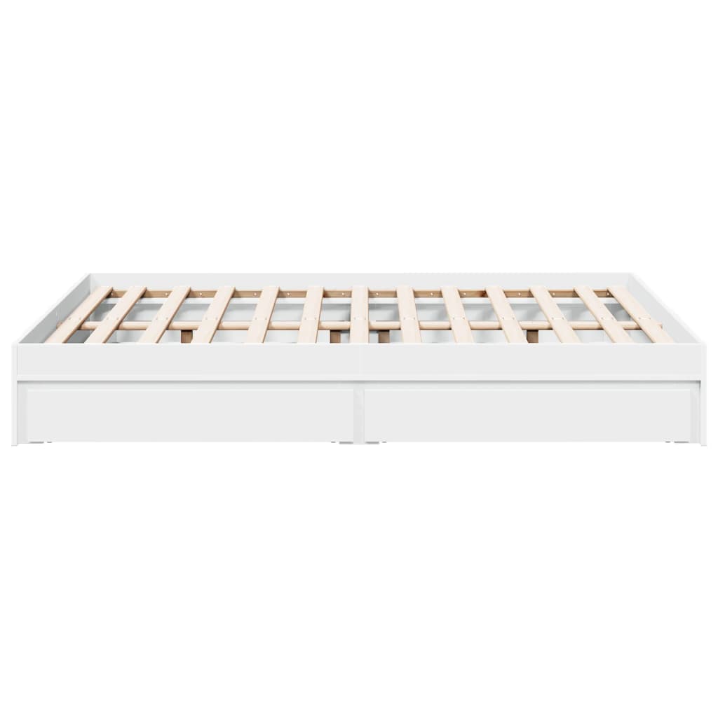 Sengeramme med skuffer hvit 135x190 cm konstruert tre