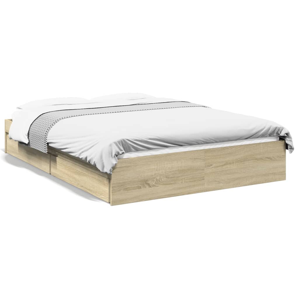 Sengeramme med skuffer sonoma eik 120x190 cm konstruert tre
