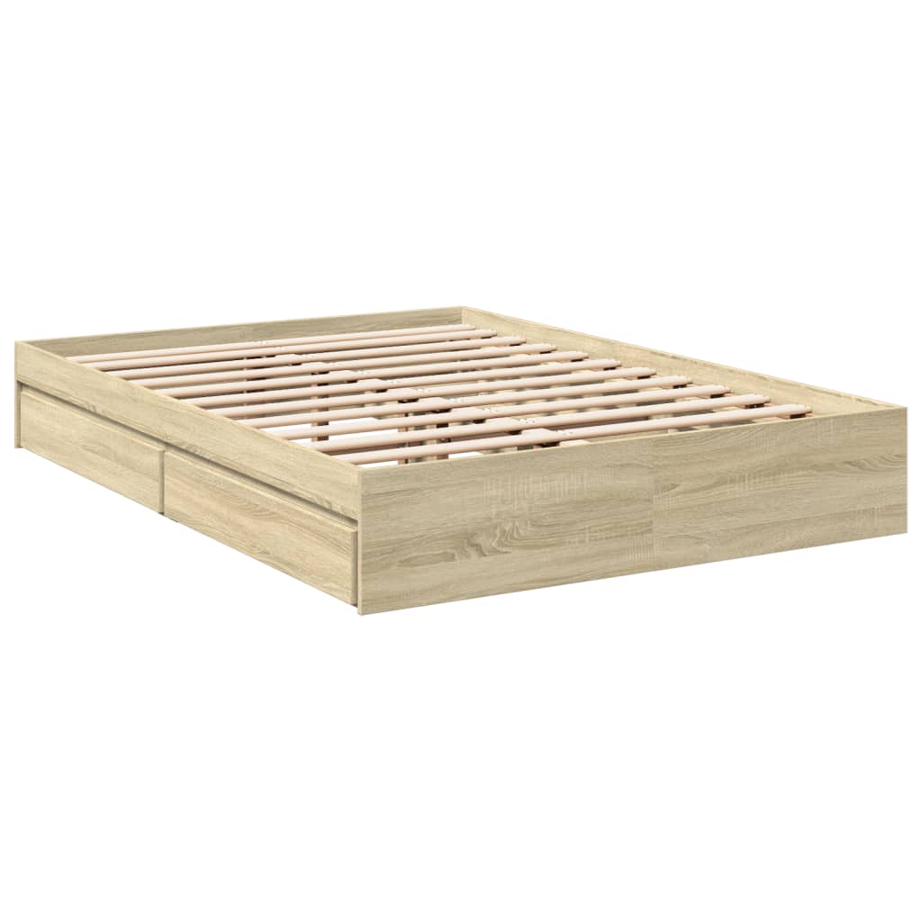Sengeramme med skuffer sonoma eik 120x190 cm konstruert tre