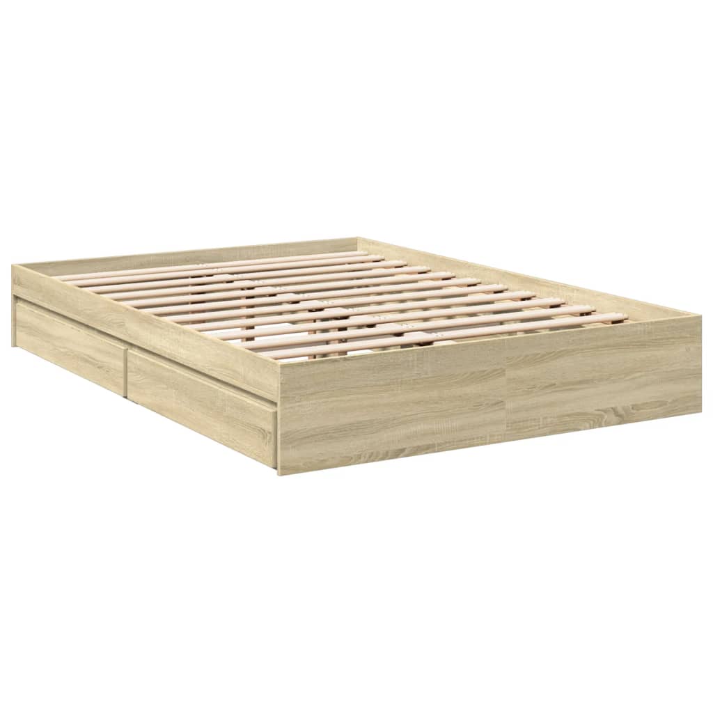 Sengeramme med skuffer sonoma eik 120x190 cm konstruert tre