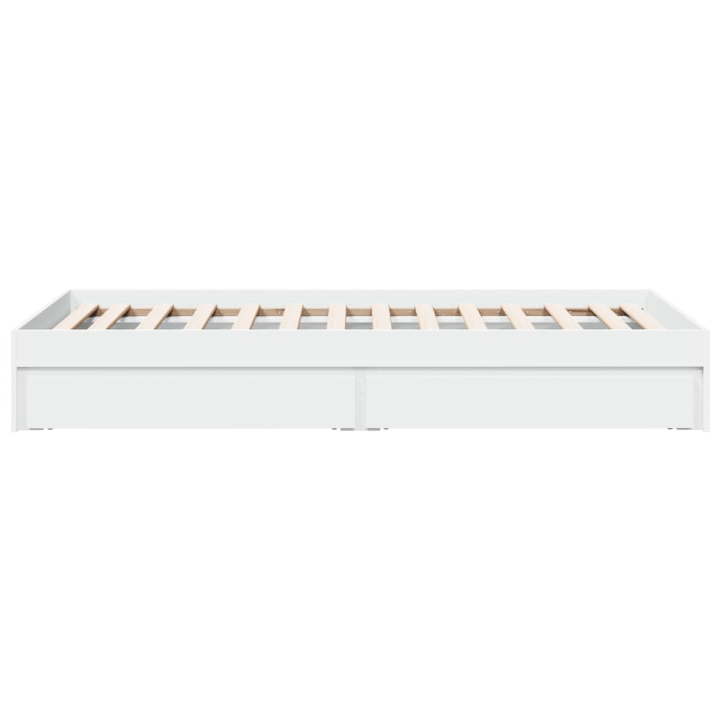 Sengeramme med skuffer hvit 90x190 cm konstruert tre
