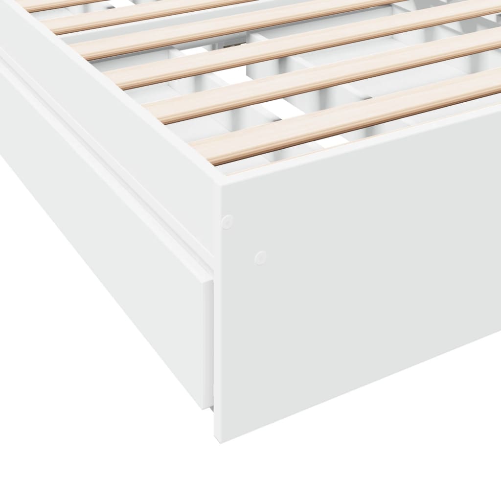 Sengeramme med skuffer hvit 90x190 cm konstruert tre