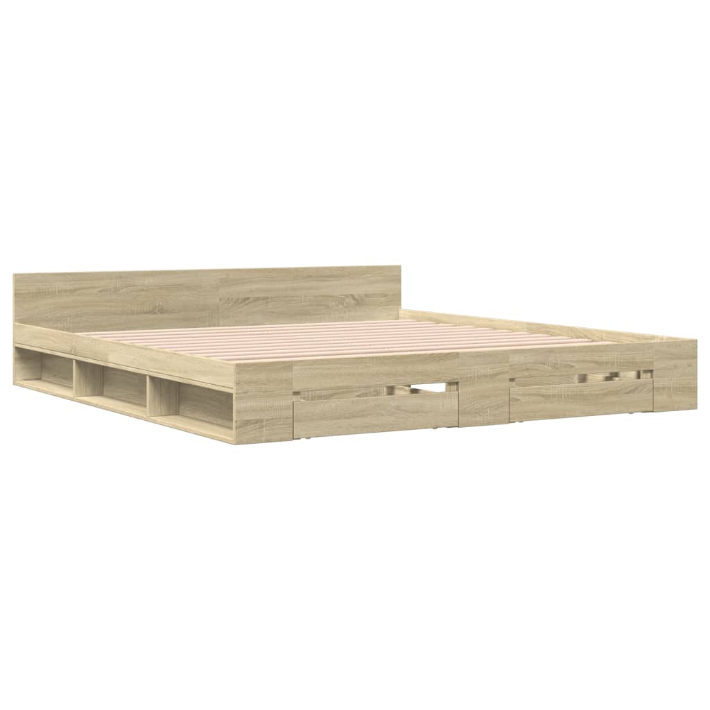 Sengeramme med skuffer sonoma eik 180x200 cm konstruert tre