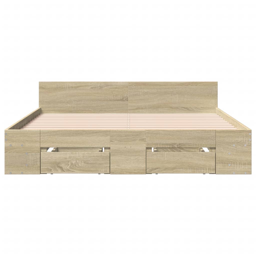Sengeramme med skuffer sonoma eik 150x200 cm konstruert tre