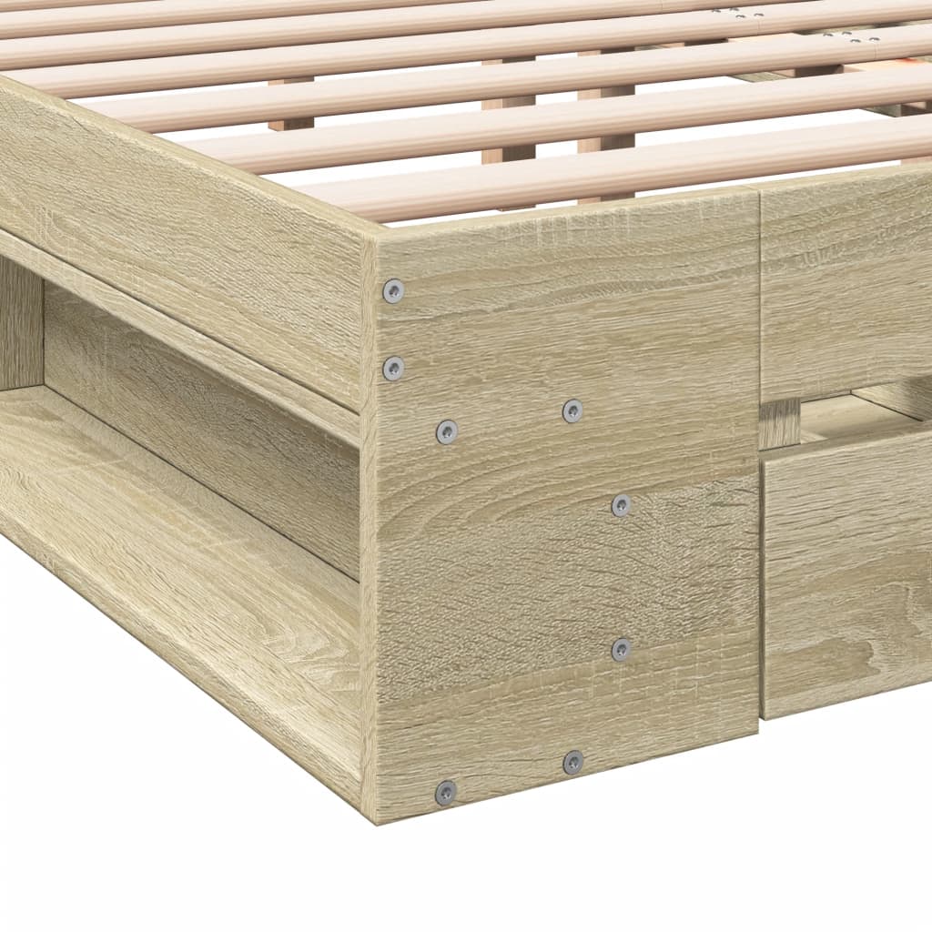 Sengeramme med skuffer sonoma eik 150x200 cm konstruert tre
