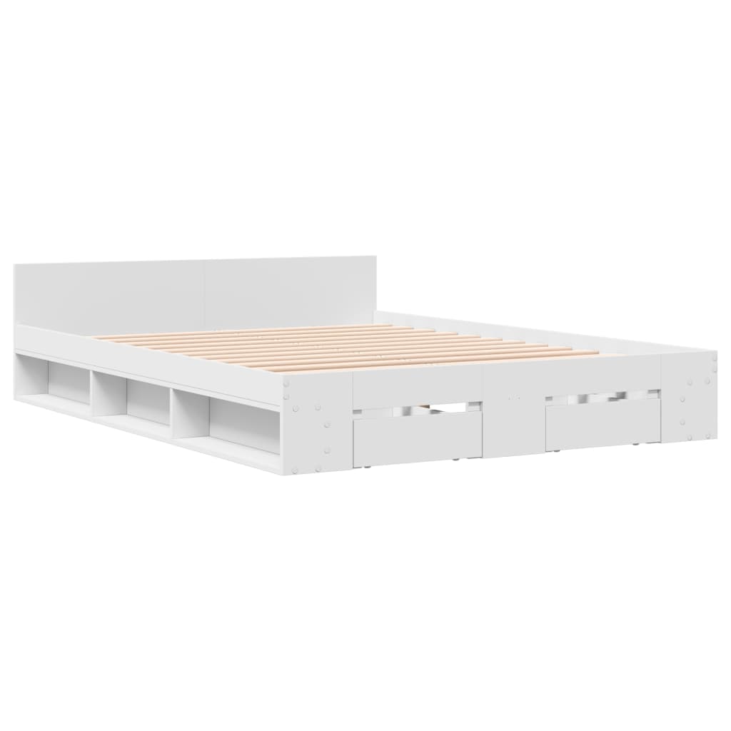 Sengeramme med skuffer hvit 120x200 cm konstruert tre