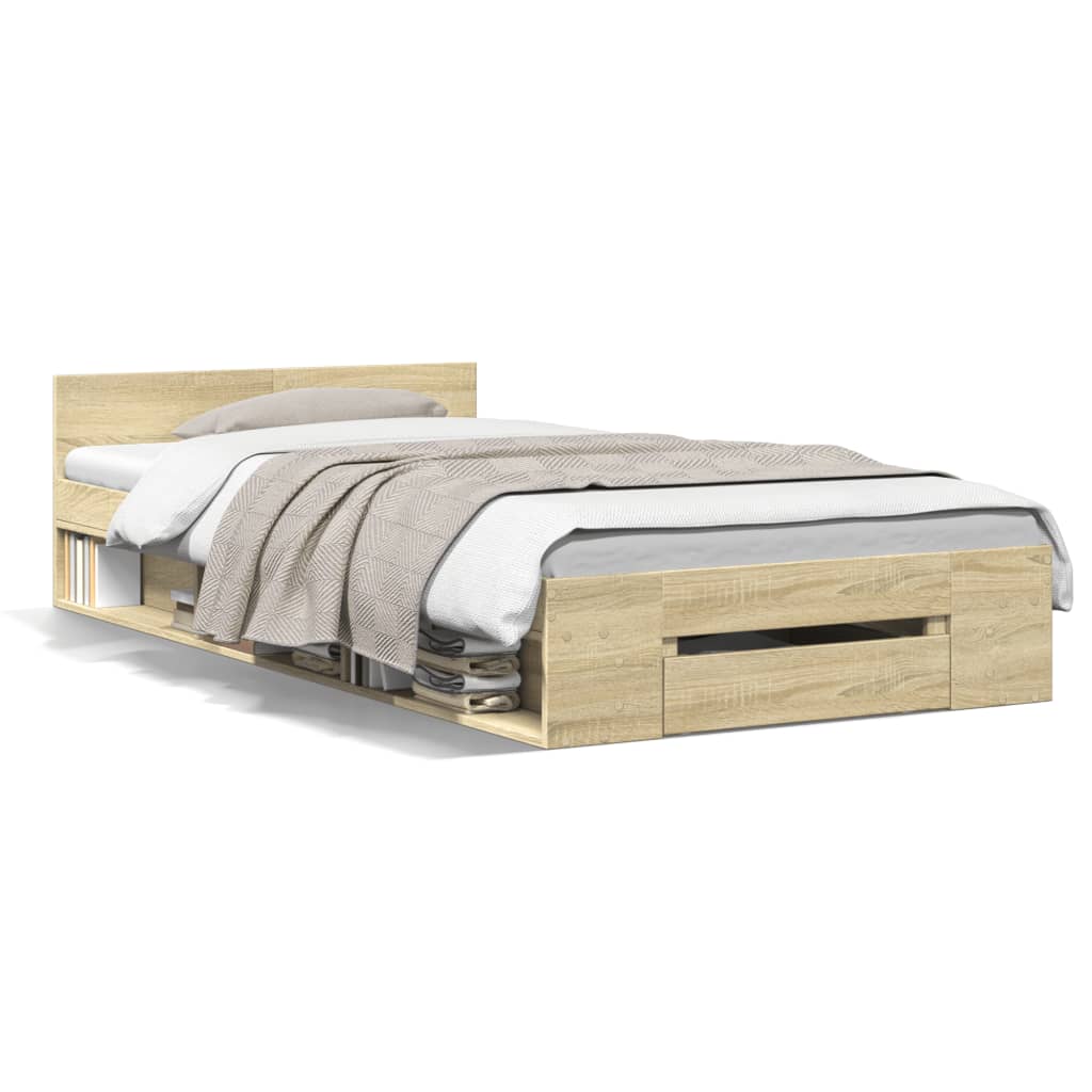 Sengeramme med skuff sonoma eik 90x190 cm konstruert tre