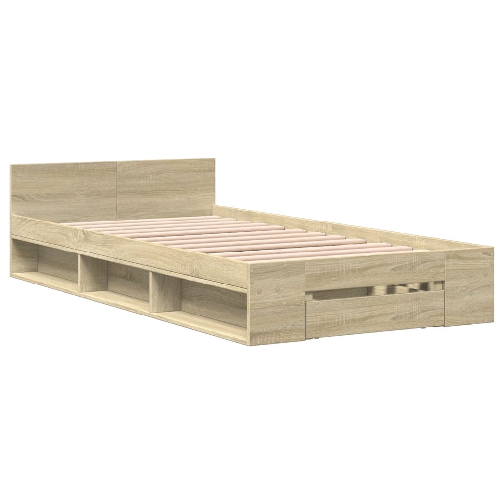 Sengeramme med skuff sonoma eik 90x190 cm konstruert tre