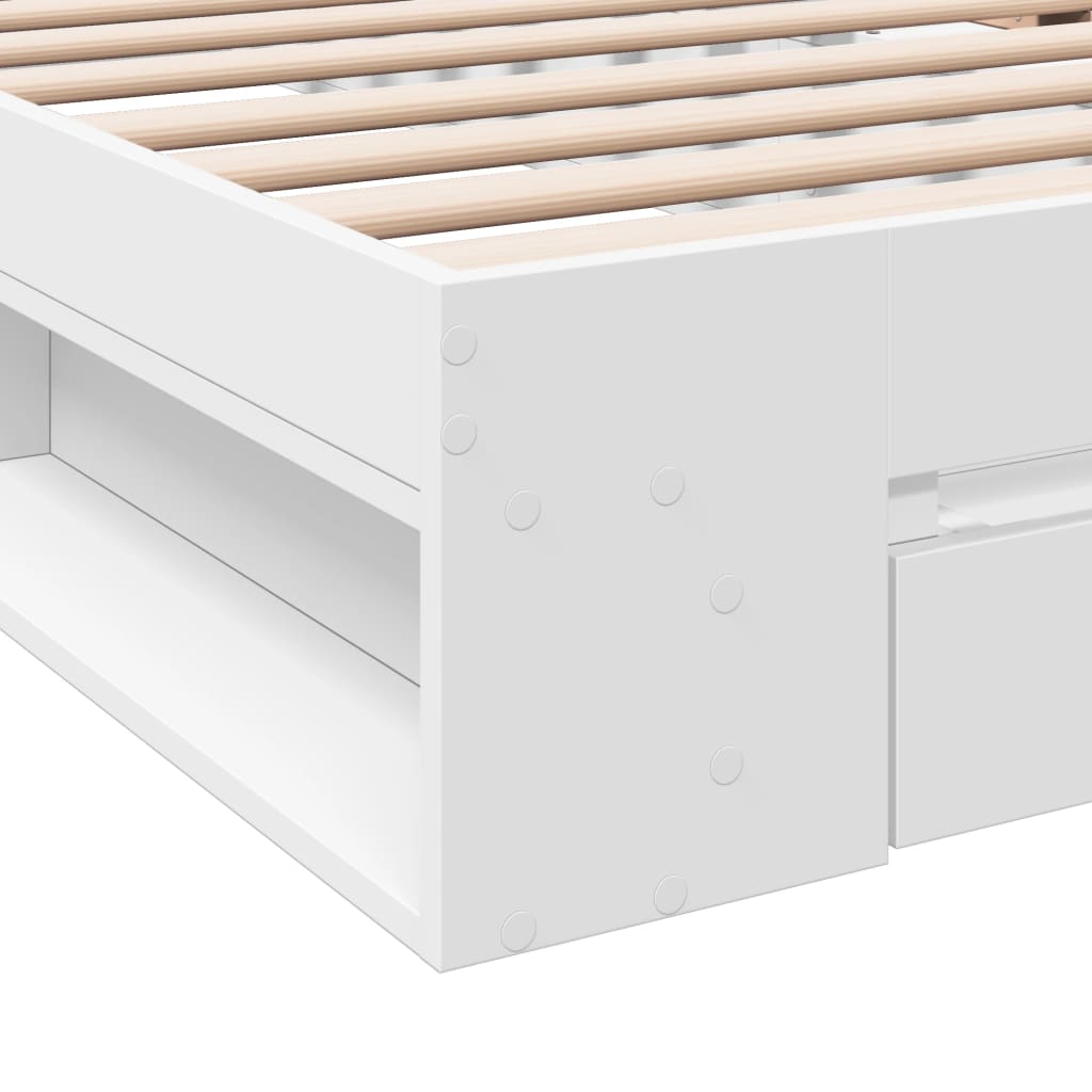 Sengeramme med skuff hvit 100x200 cm konstruert tre