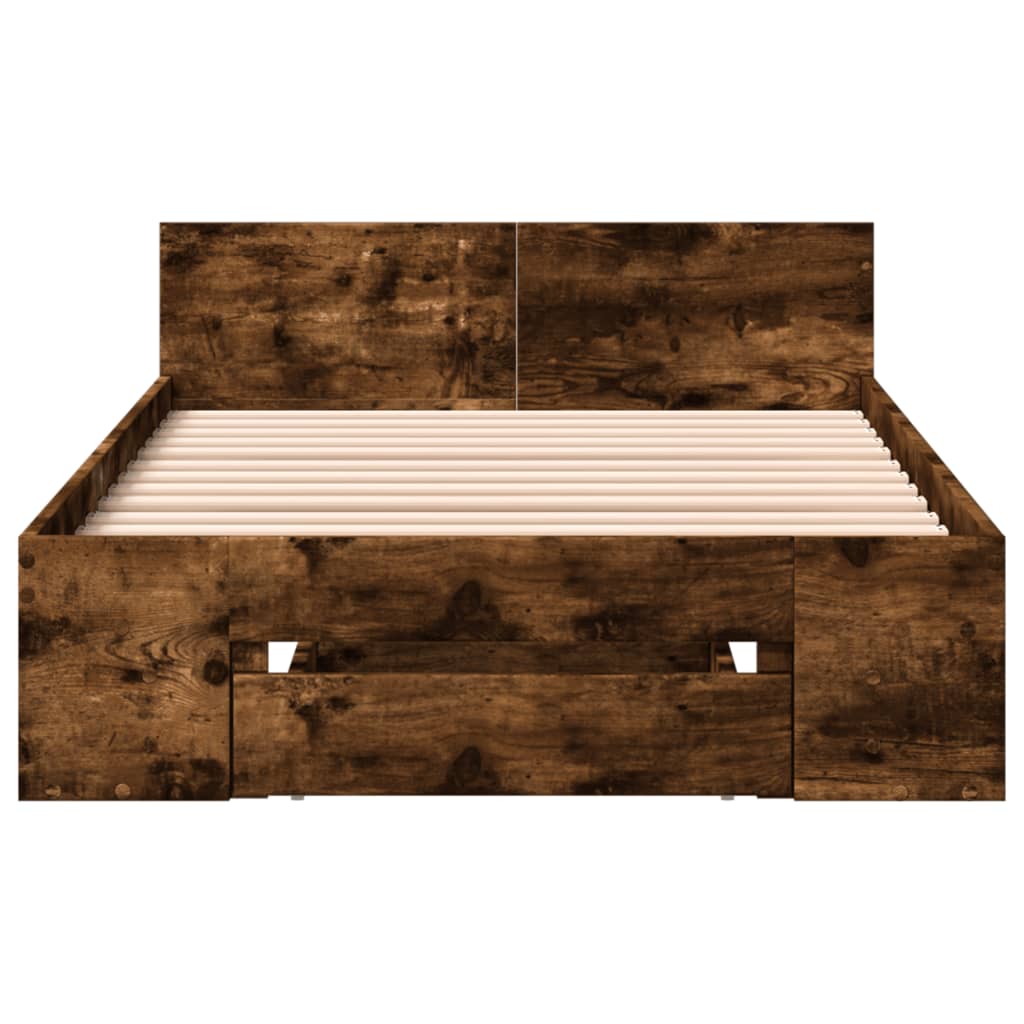 Sengeramme med skuff røkt eik 90x200 cm konstruert tre