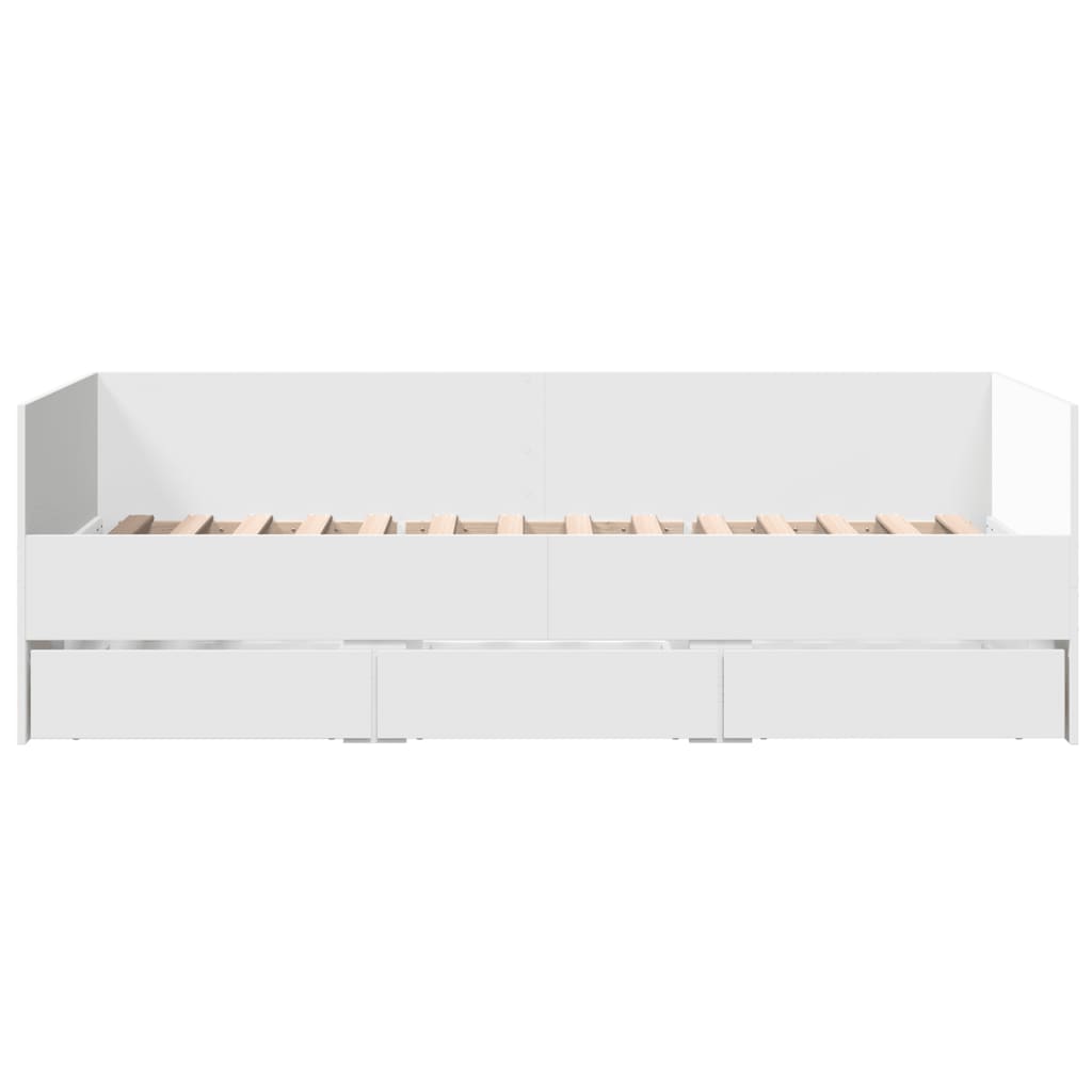 Dagseng med skuffer uten Madrass Hvit 100x200 cm