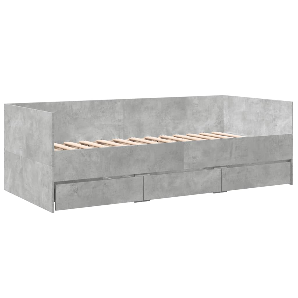Dagseng med skuffer uten Madrass betonggrå 90x200 cm