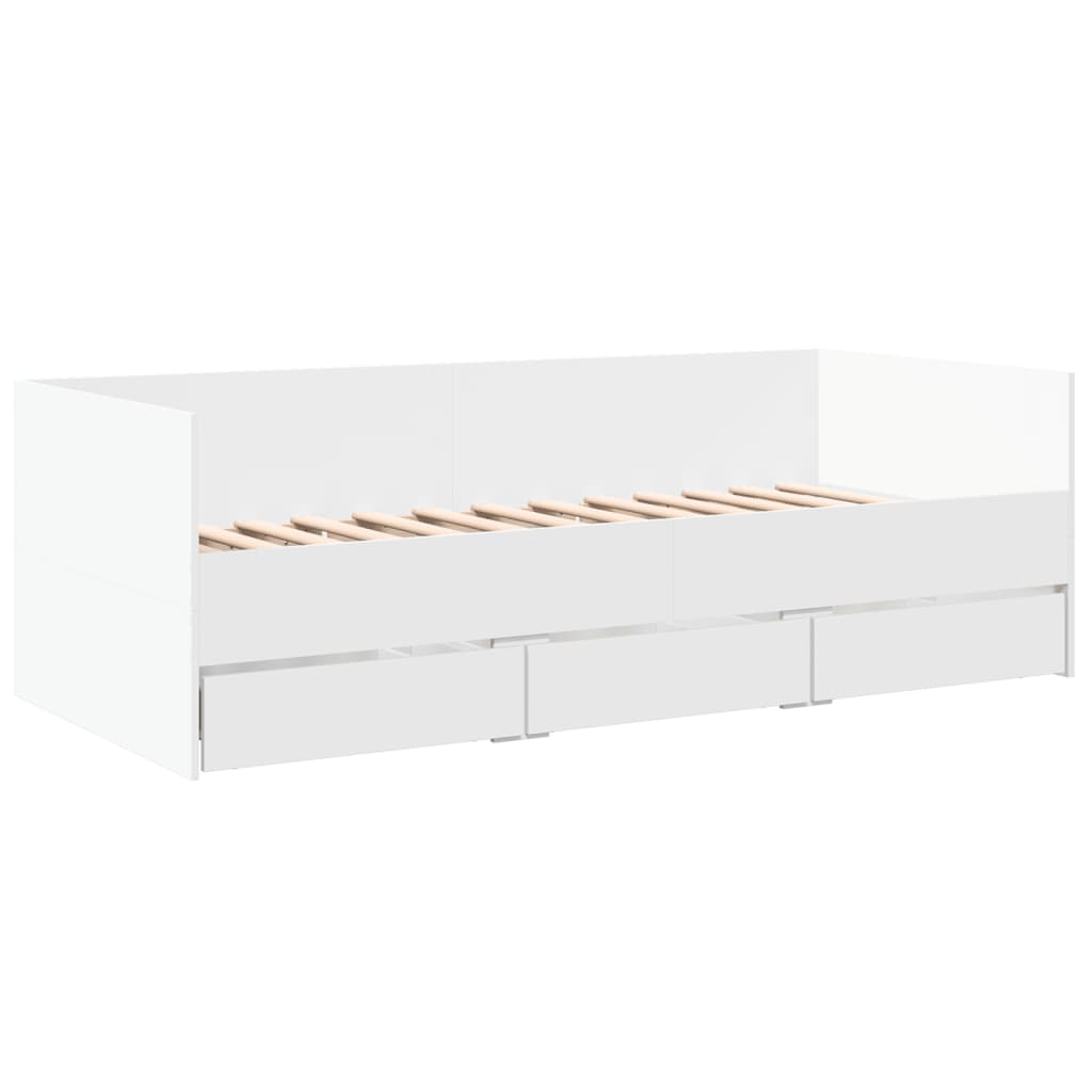 Dagseng med skuffer uten Madrass Hvit 75x190 cm