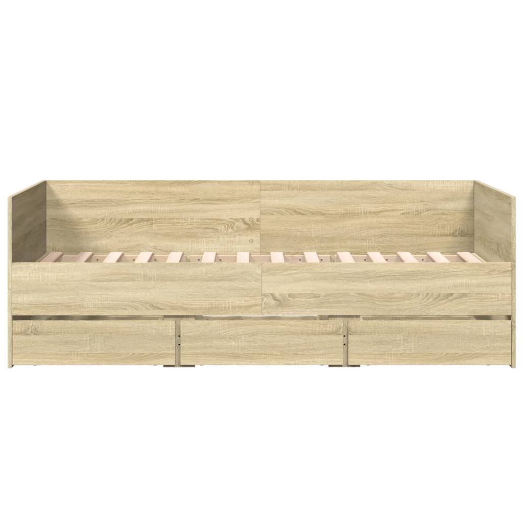 Dagseng med skuffer uten Madrass sonoma eik 75x190 cm