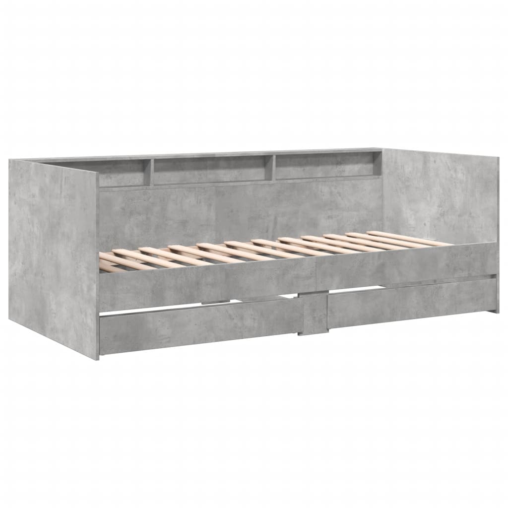 Dagseng med skuffer uten Madrass betonggrå 100x200 cm