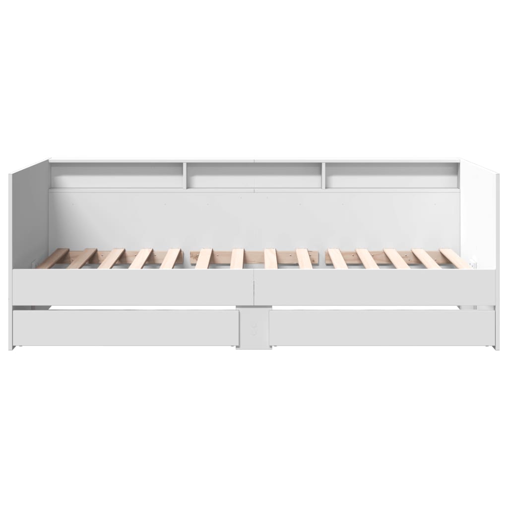 Dagseng med skuffer uten Madrass Hvit 75x190 cm