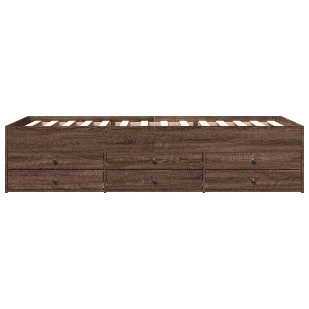 Dagseng med skuffer uten Madrass brun eik 75x190 cm